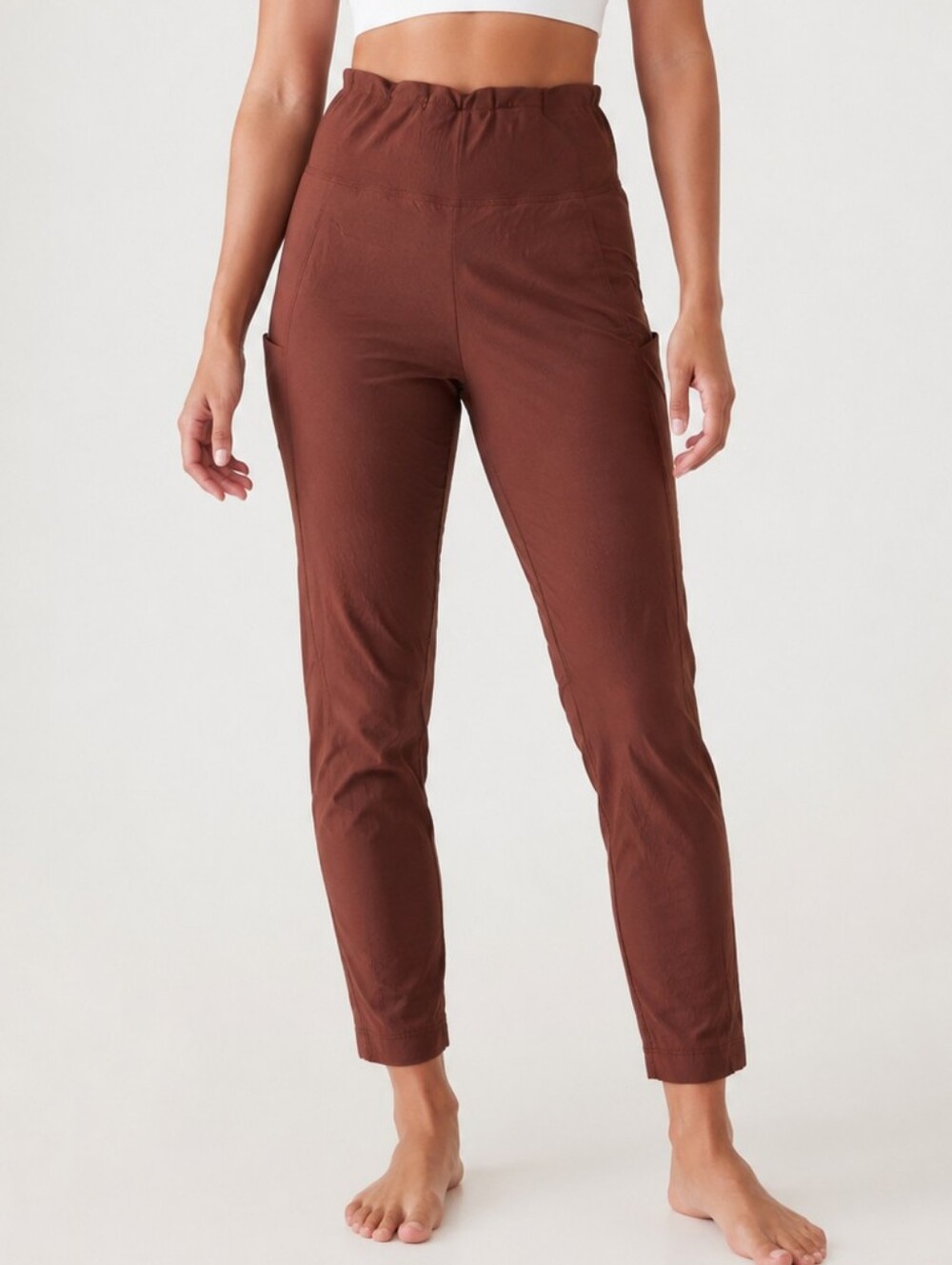 Athleta Trekkie Hybrid Crop Tight Women’s Size 12 Brown Cognac Hiking Pants